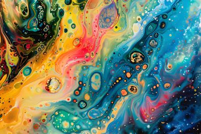 Kosmische Fluid Art: Abstrakte Acryl-Gießtechnik